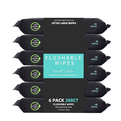 Plastic Free Mint Flushable Wet Wipes 100% Plant Sourced Fibers Toilet Cleaning Wipes
